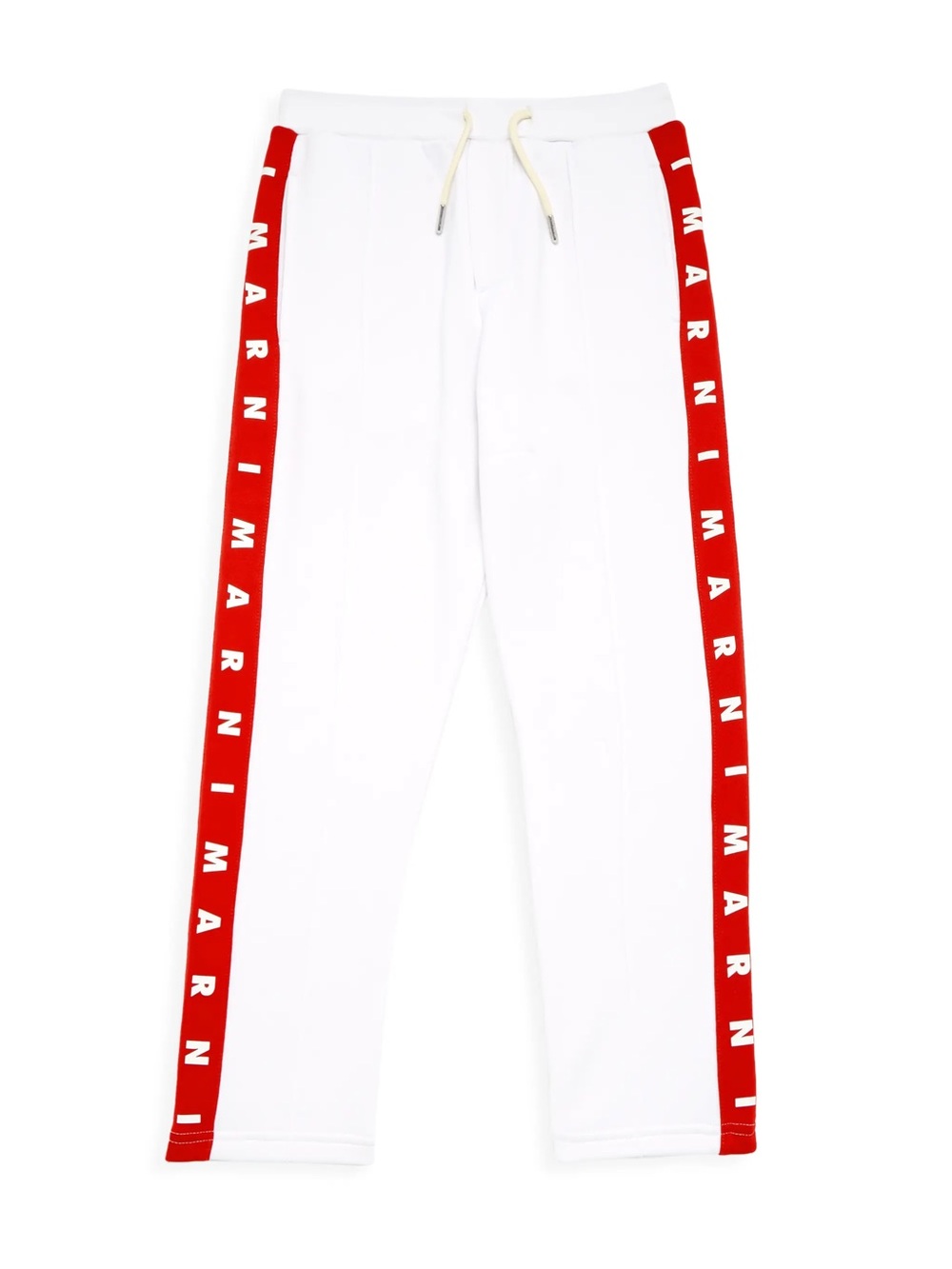Marni White Track Pants with Red Logo Tape